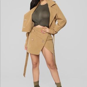 Faux Suede Matching Skirt Set 🤎